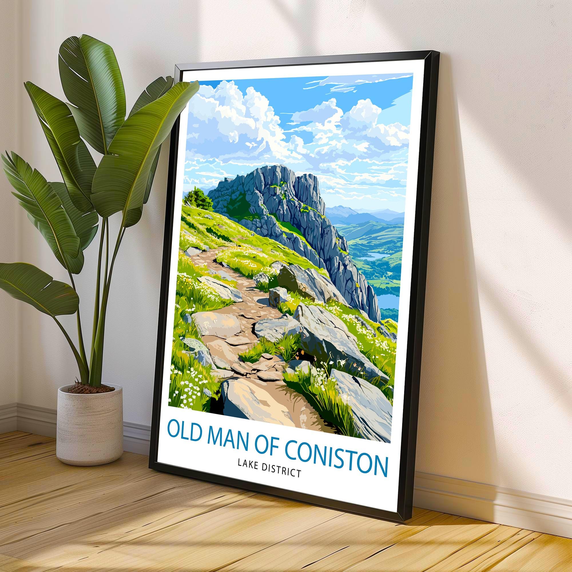 Old Man of Coniston Lake District Travel Poster