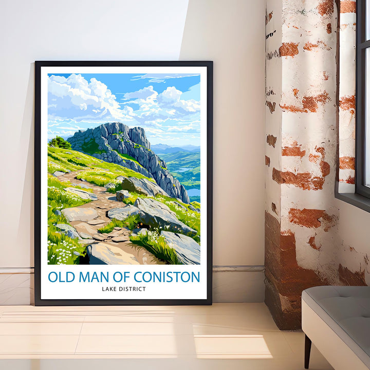 Old Man of Coniston Lake District Travel Poster Wall Decor Wall Art Old Man of Coniston Landscape Wall Hanging Home Décor Lake District Gift