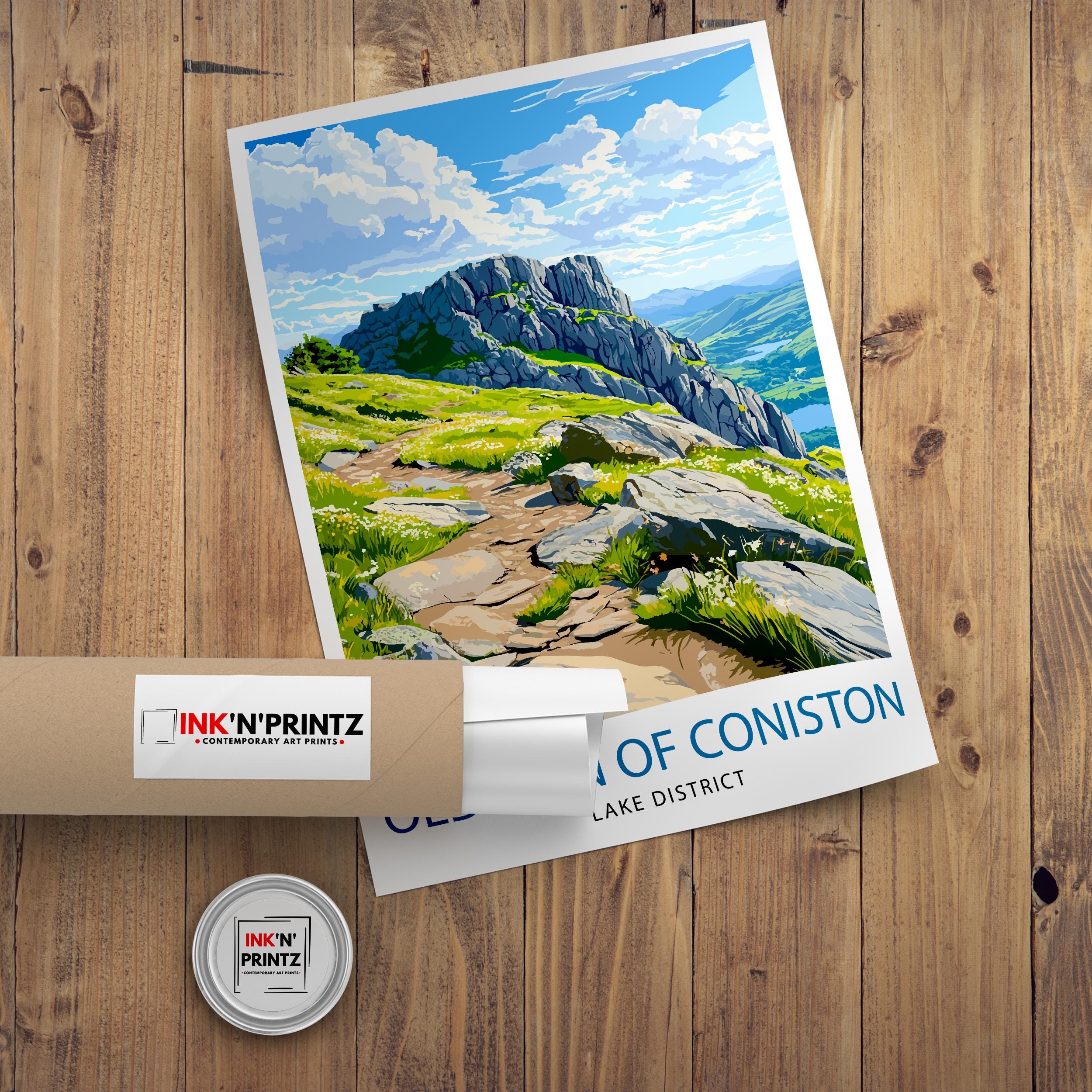 Old Man of Coniston Lake District Travel Poster