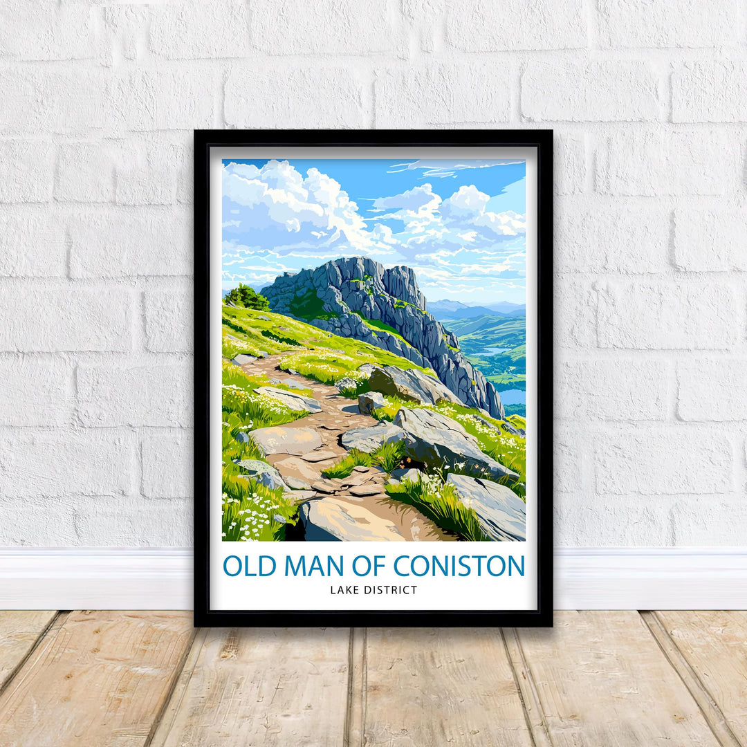 Old Man of Coniston Lake District Travel Poster Wall Decor Wall Art Old Man of Coniston Landscape Wall Hanging Home Décor Lake District Gift