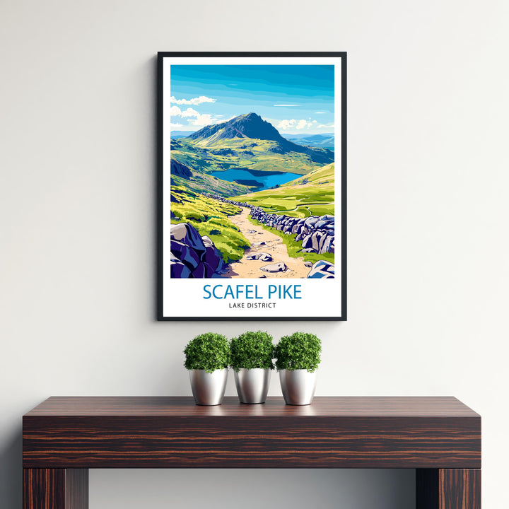 Scafell Pike Lake District Travel Poster Wall Decor Wall Art Scafell Pike Landscape Wall Hanging Home Décor Lake District Gift Art Lovers