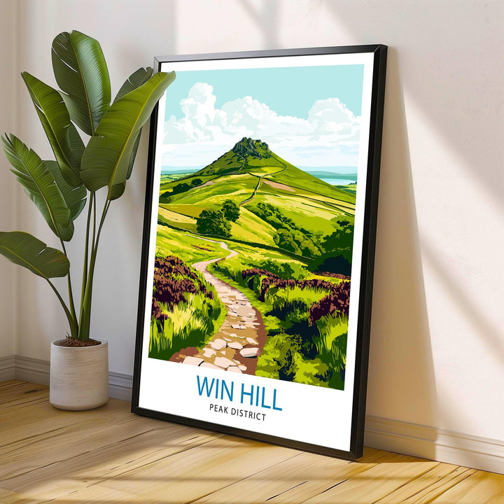 Win Hill Peak District Travel Poster Wall Decor Wall Art Win Hill Landscape Wall Hanging Home Décor Peak District Gift Art Lovers Scenic