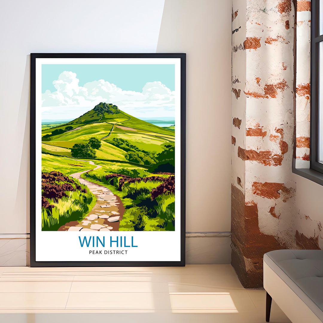 Win Hill Peak District Travel Poster Wall Decor Wall Art Win Hill Landscape Wall Hanging Home Décor Peak District Gift Art Lovers Scenic