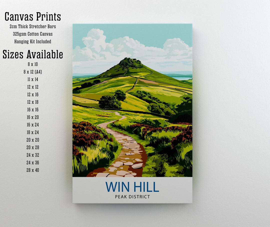 Win Hill Peak District Travel Poster Wall Decor Wall Art Win Hill Landscape Wall Hanging Home Décor Peak District Gift Art Lovers Scenic