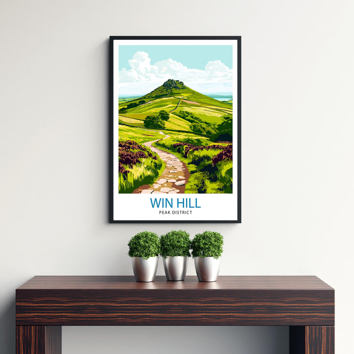 Win Hill Peak District Travel Poster Wall Decor Wall Art Win Hill Landscape Wall Hanging Home Décor Peak District Gift Art Lovers Scenic