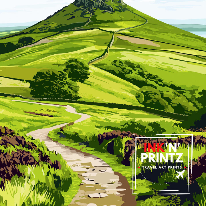 Win Hill Peak District Travel Poster Wall Decor Wall Art Win Hill Landscape Wall Hanging Home Décor Peak District Gift Art Lovers Scenic