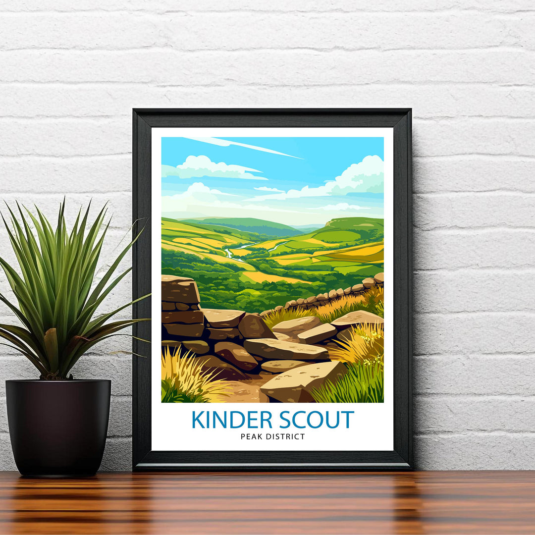 Kinder Scout Peak District Travel Poster Wall Decor Wall Art Kinder Scout Landscape Wall Hanging Home Décor Peak District Gift Art Lovers