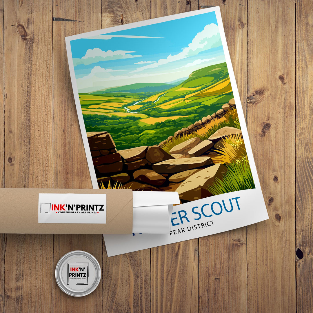 Kinder Scout Peak District Travel Poster Wall Decor Wall Art Kinder Scout Landscape Wall Hanging Home Décor Peak District Gift Art Lovers