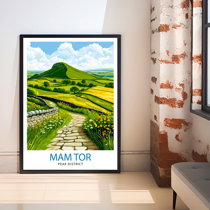 Mam Tor Peak District Travel Poster Wall Decor Wall Art Mam Tor Landscape Wall Hanging Home Décor Peak District Gift Art Lovers Scenic Print