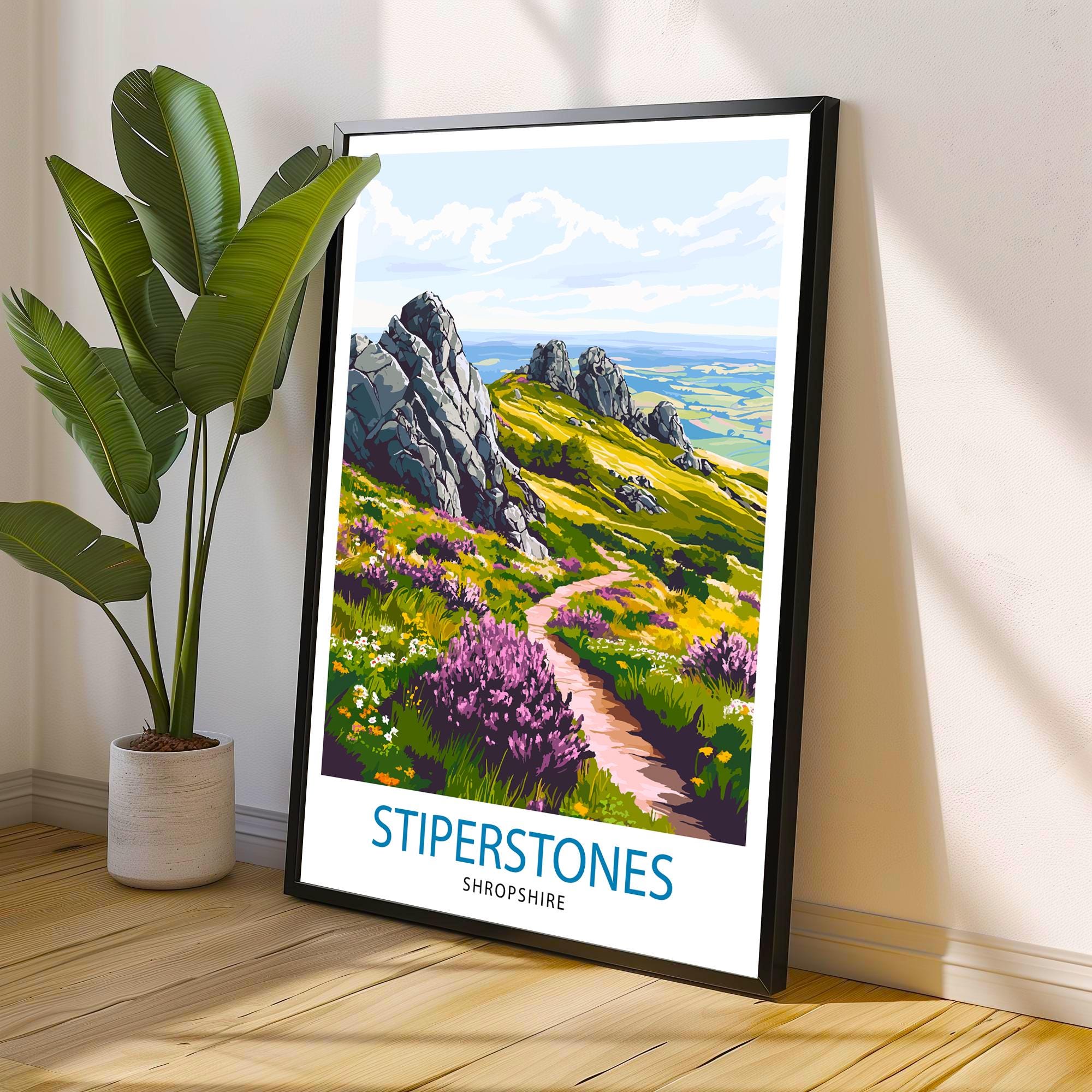 Stiperstones Shropshire Travel Poster Wall Decor Wall Art Stiperstones Landscape Wall Hanging Home Décor Shropshire Gift Art Lovers Scenic