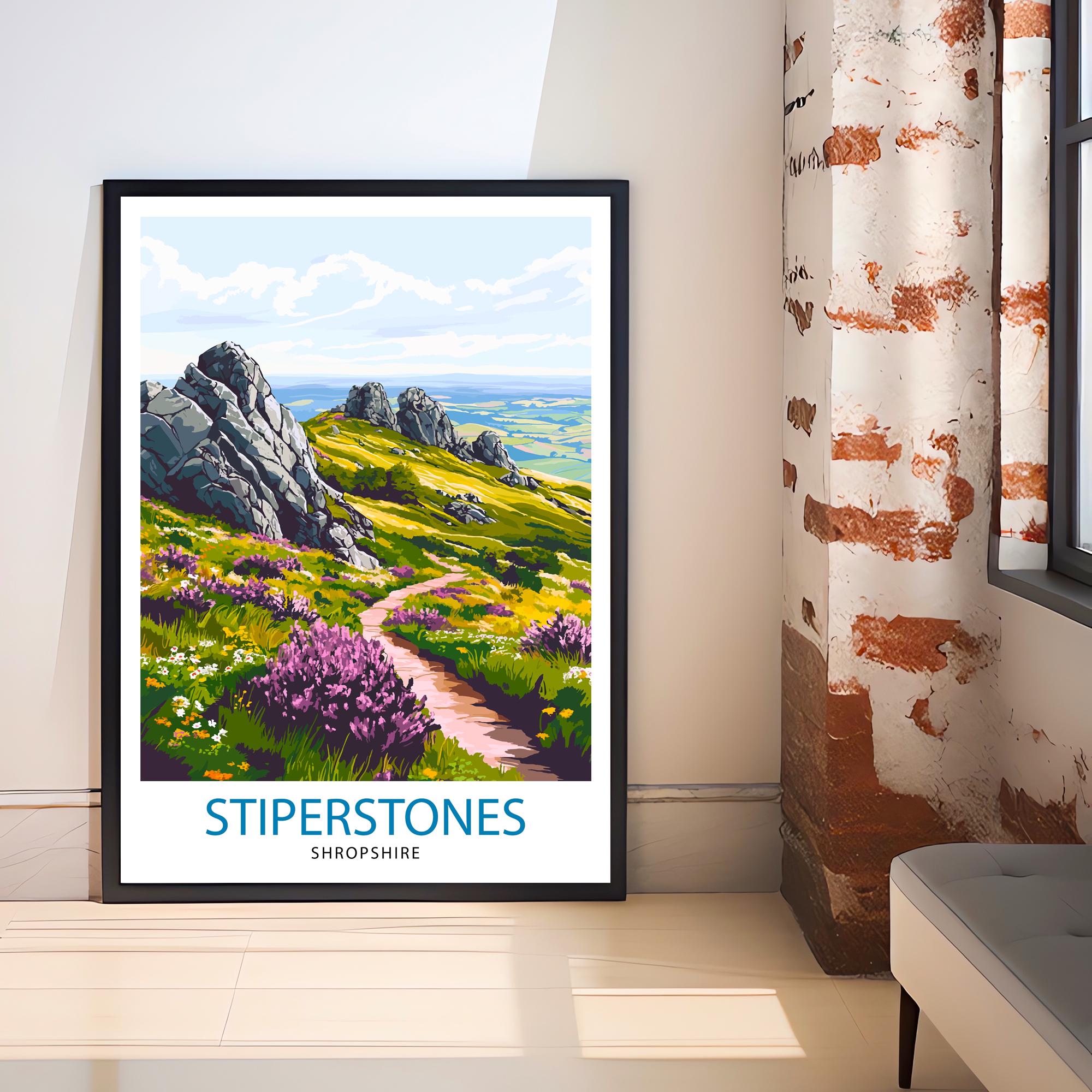 Stiperstones Shropshire Travel Poster Wall Decor Wall Art Stiperstones Landscape Wall Hanging Home Décor Shropshire Gift Art Lovers Scenic