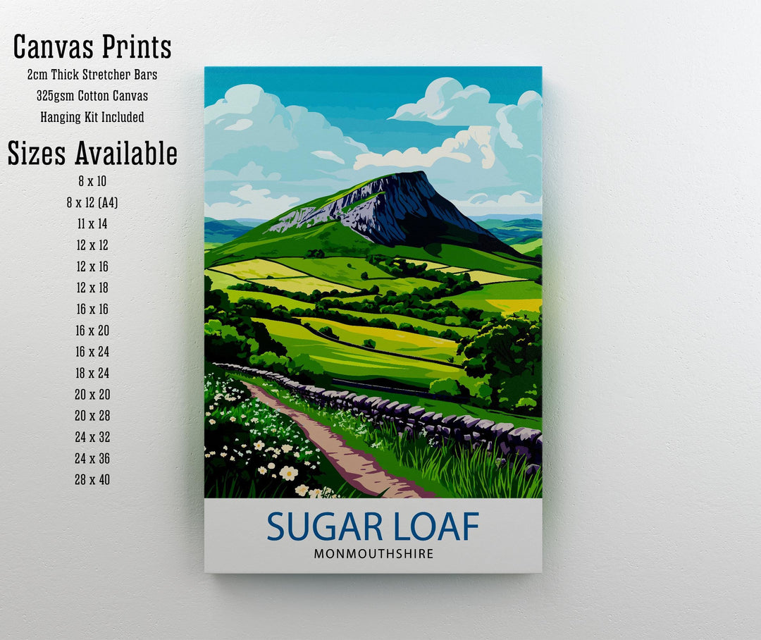 Sugar Loaf Brecon Beacons Travel Poster Wall Decor Wall Art Sugar Loaf Landscape Wall Hanging Home Décor Welsh Mountains Gift Art Lovers