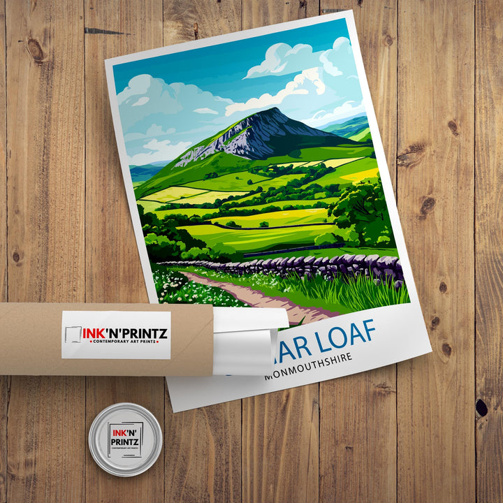 Sugar Loaf Brecon Beacons Travel Poster Wall Decor Wall Art Sugar Loaf Landscape Wall Hanging Home Décor Welsh Mountains Gift Art Lovers