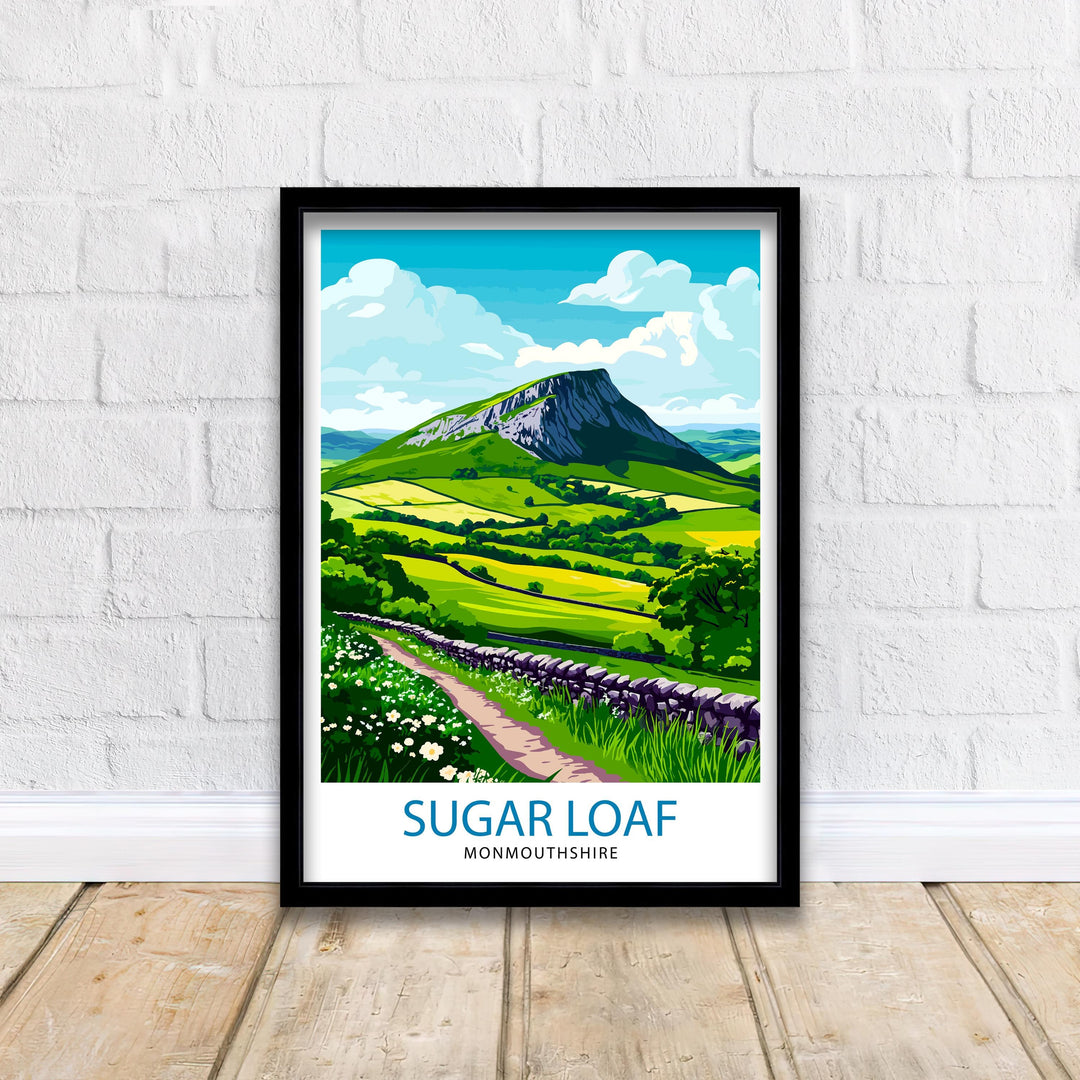 Sugar Loaf Brecon Beacons Travel Poster Wall Decor Wall Art Sugar Loaf Landscape Wall Hanging Home Décor Welsh Mountains Gift Art Lovers