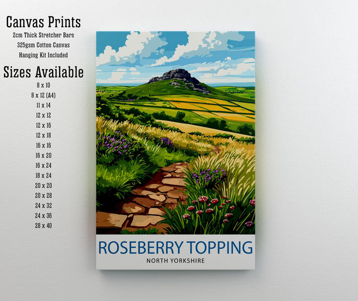 Roseberry Topping North Yorkshire Travel Poster Wall Decor Wall Art Roseberry Topping Landscape Wall Hanging Home Décor Yorkshire Gift Art