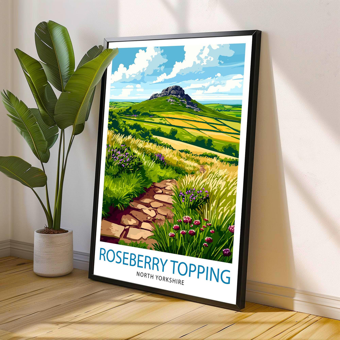 Roseberry Topping North Yorkshire Travel Poster Wall Decor Wall Art Roseberry Topping Landscape Wall Hanging Home Décor Yorkshire Gift Art