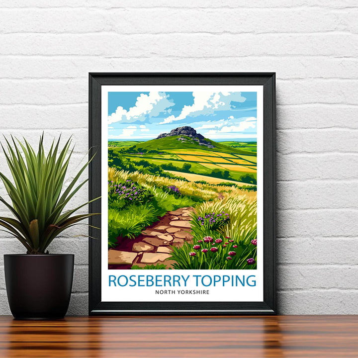 Roseberry Topping North Yorkshire Travel Poster Wall Decor Wall Art Roseberry Topping Landscape Wall Hanging Home Décor Yorkshire Gift Art