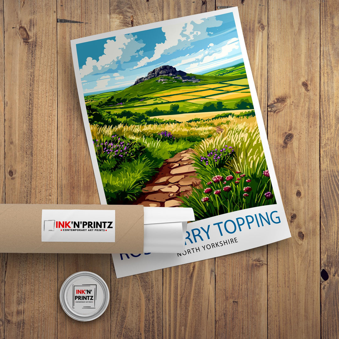 Roseberry Topping North Yorkshire Travel Poster Wall Decor Wall Art Roseberry Topping Landscape Wall Hanging Home Décor Yorkshire Gift Art