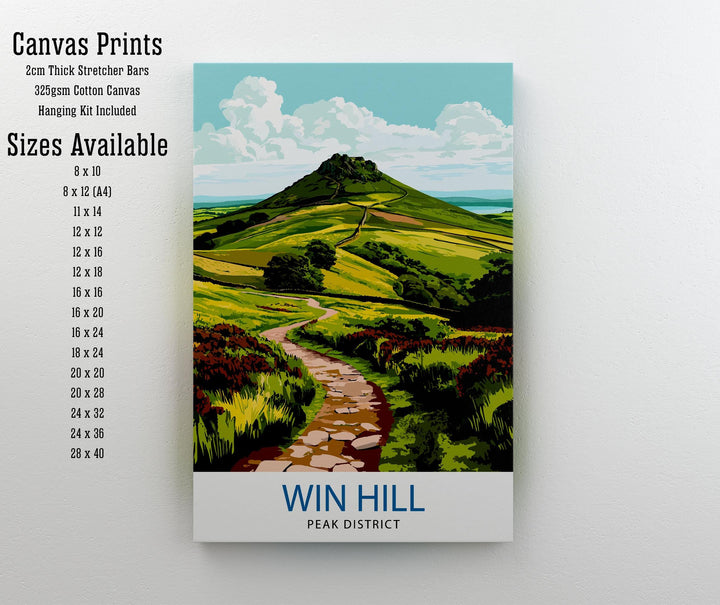 Win Hill Peak District Travel Poster Wall Decor Wall Art Win Hill Landscape Wall Hanging Home Décor Peak District Gift Art Lovers Scenic