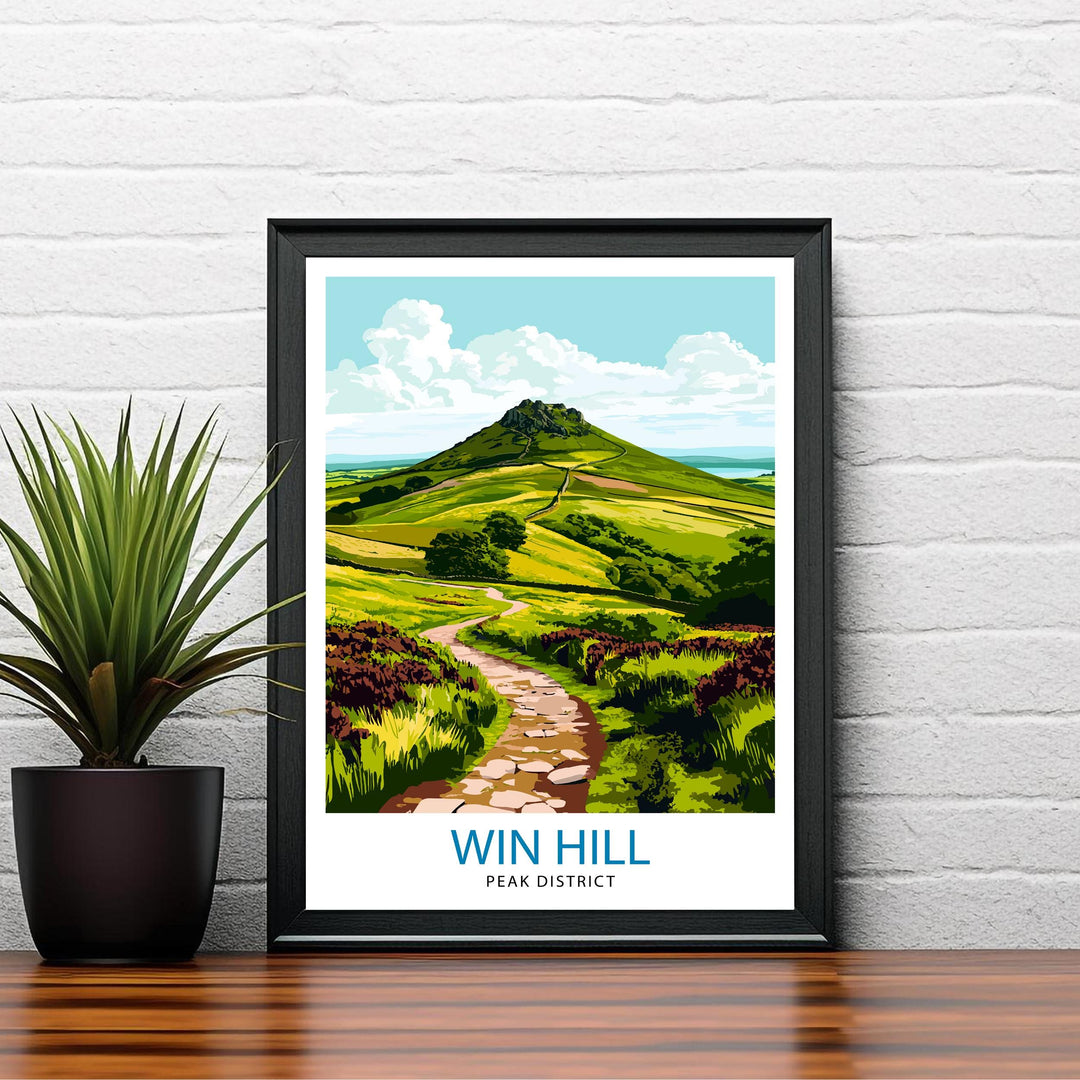 Win Hill Peak District Travel Poster Wall Decor Wall Art Win Hill Landscape Wall Hanging Home Décor Peak District Gift Art Lovers Scenic