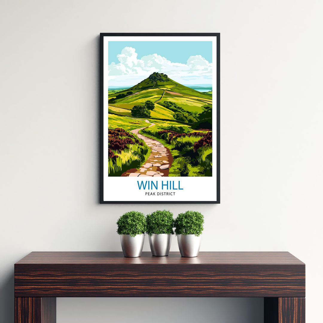 Win Hill Peak District Travel Poster Wall Decor Wall Art Win Hill Landscape Wall Hanging Home Décor Peak District Gift Art Lovers Scenic