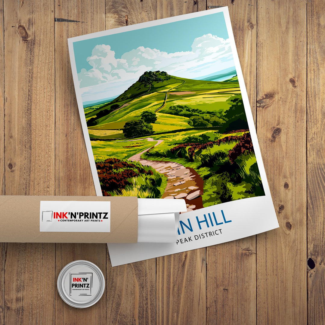 Win Hill Peak District Travel Poster Wall Decor Wall Art Win Hill Landscape Wall Hanging Home Décor Peak District Gift Art Lovers Scenic