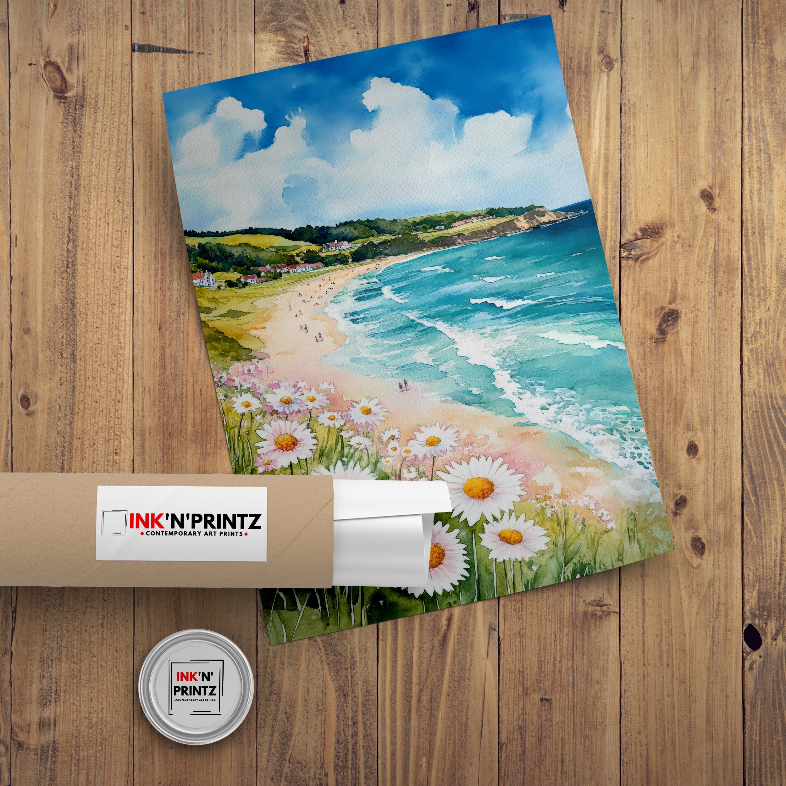 Falmouth Cornwall Watercolor Travel Print Wall Decor Wall Art Falmouth Landscape Wall Hanging Home Décor Cornish Coast Gift Art Lovers