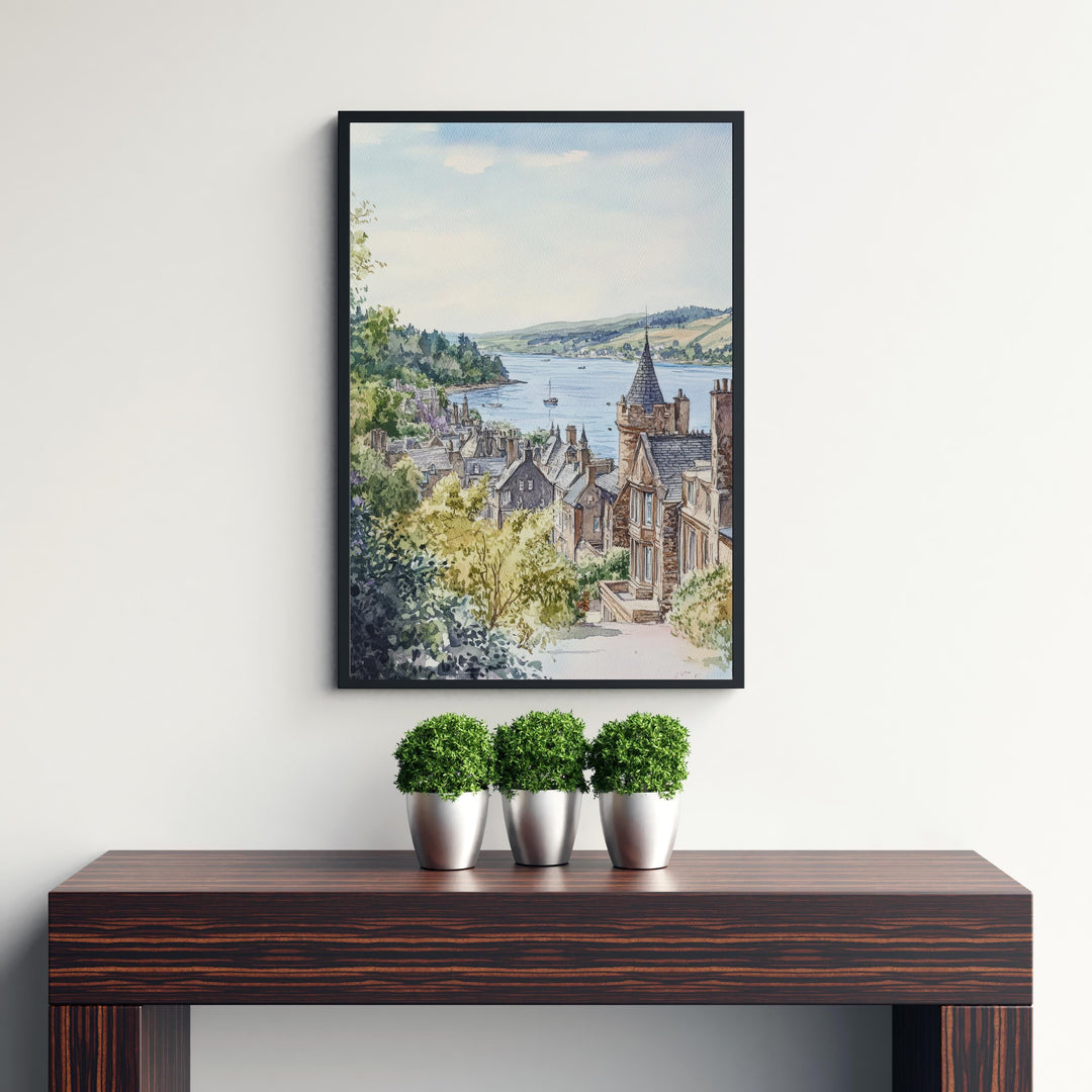 Oban Scotland Watercolor Travel Poster