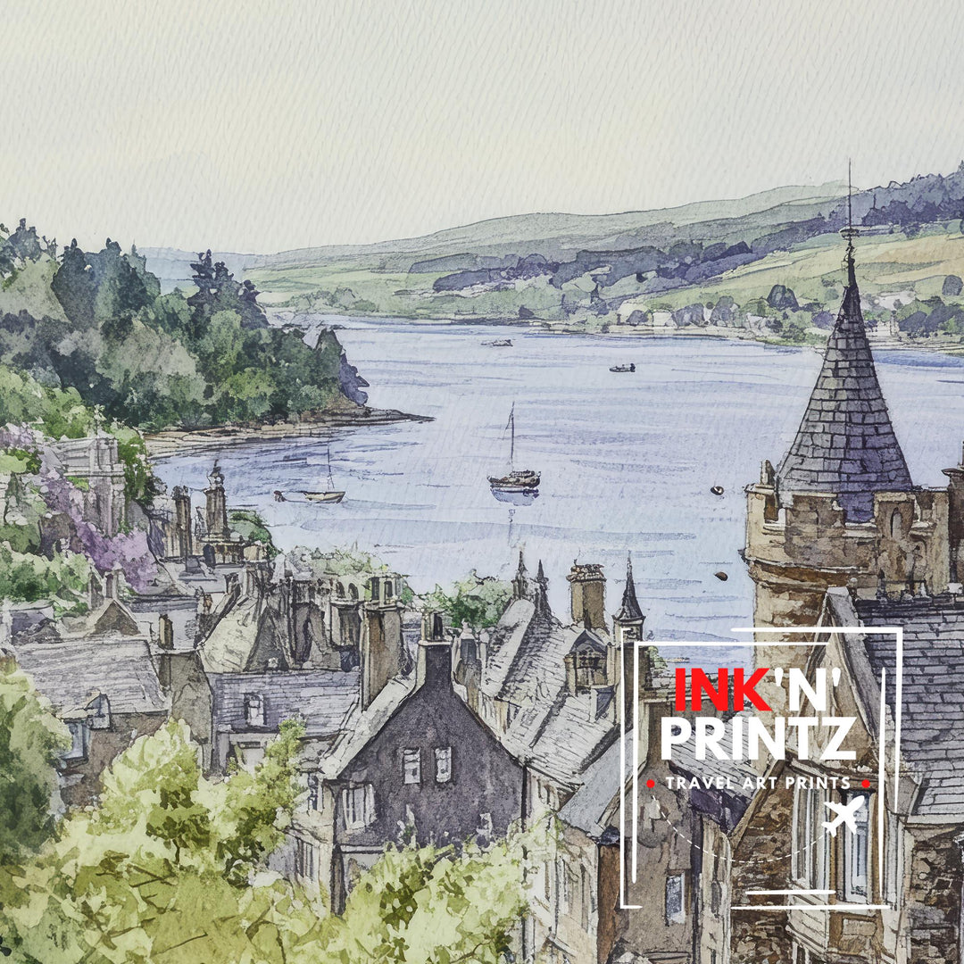 Oban Scotland Watercolor Travel Poster