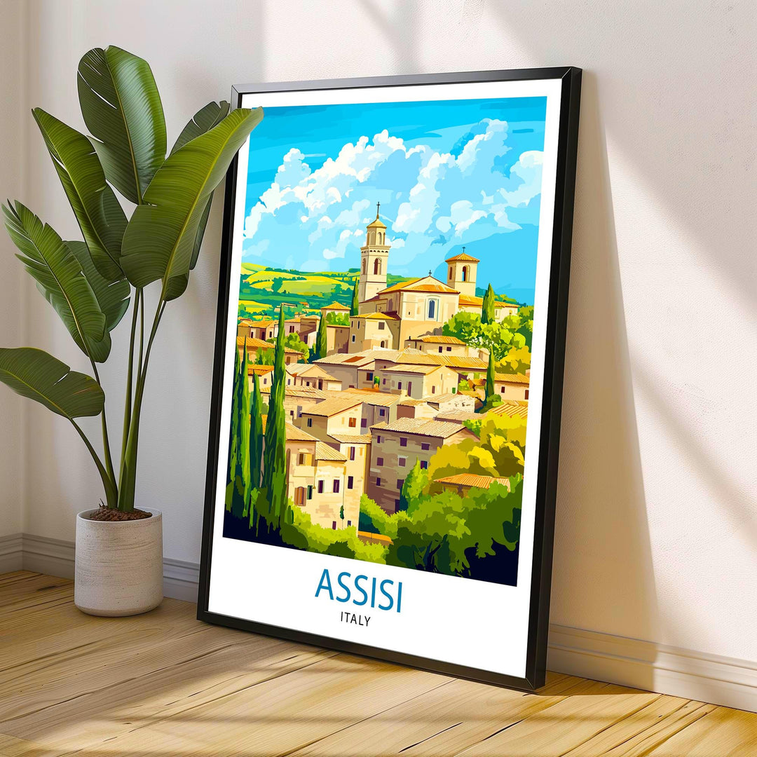 Assisi Italy Watercolor Travel Print Wall Decor Wall Art Assisi Landscape Wall Hanging Home Décor Italian Countryside Gift Art Lovers Scenic