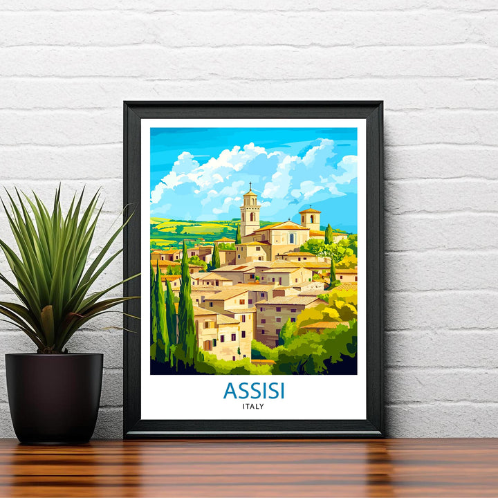 Assisi Italy Watercolor Travel Print Wall Decor Wall Art Assisi Landscape Wall Hanging Home Décor Italian Countryside Gift Art Lovers Scenic