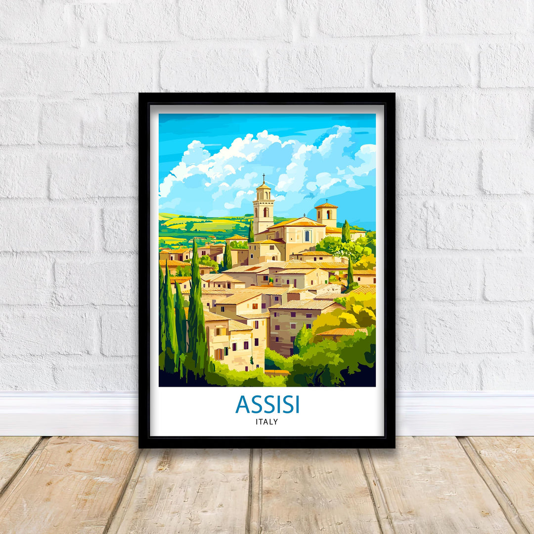 Assisi Italy Watercolor Travel Print Wall Decor Wall Art Assisi Landscape Wall Hanging Home Décor Italian Countryside Gift Art Lovers Scenic