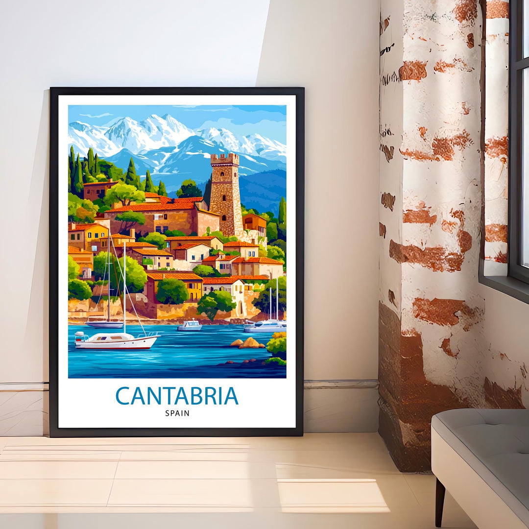 Cantabria Spain Watercolor Travel Print Wall Decor Wall Art Cantabria Landscape Wall Hanging Home Décor Spanish Coast Gift Art Lovers Scenic