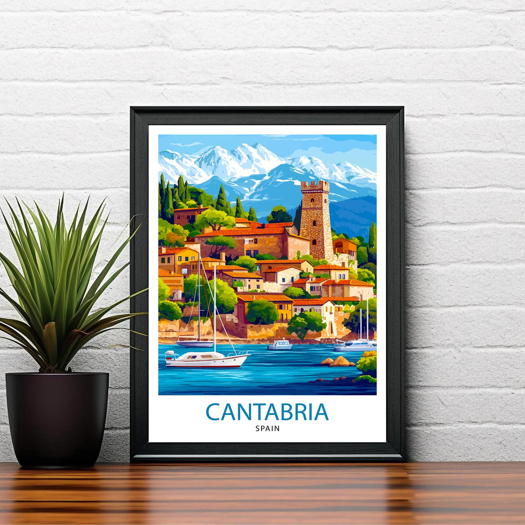 Cantabria Spain Watercolor Travel Poster