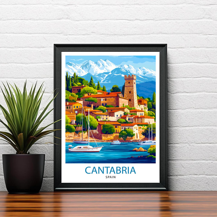 Cantabria Spain Watercolor Travel Poster