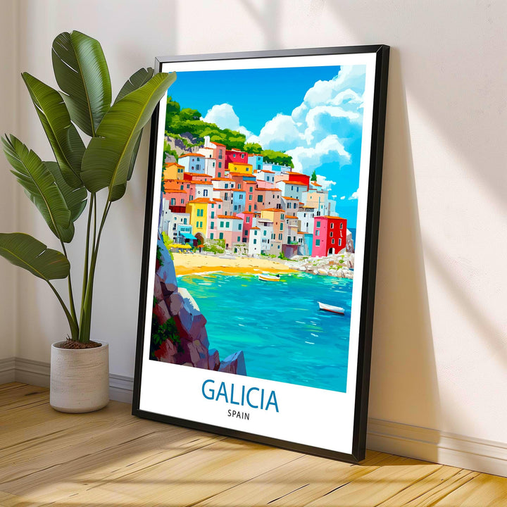 Galicia Spain Watercolor Travel Print Wall Decor Wall Art Galicia Landscape Wall Hanging Home Décor Spanish Coast Gift Art Lovers Scenic