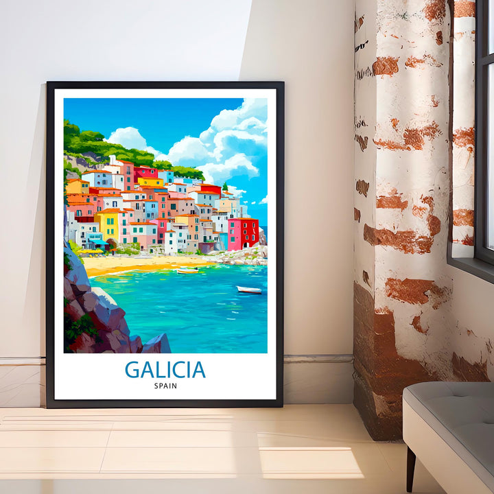 Galicia Spain Watercolor Travel Print Wall Decor Wall Art Galicia Landscape Wall Hanging Home Décor Spanish Coast Gift Art Lovers Scenic