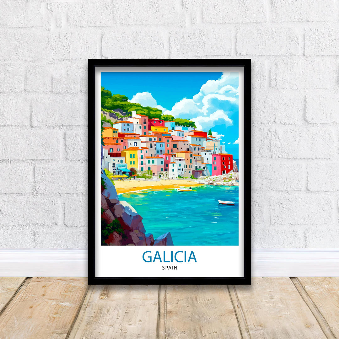 Galicia Spain Watercolor Travel Print Wall Decor Wall Art Galicia Landscape Wall Hanging Home Décor Spanish Coast Gift Art Lovers Scenic