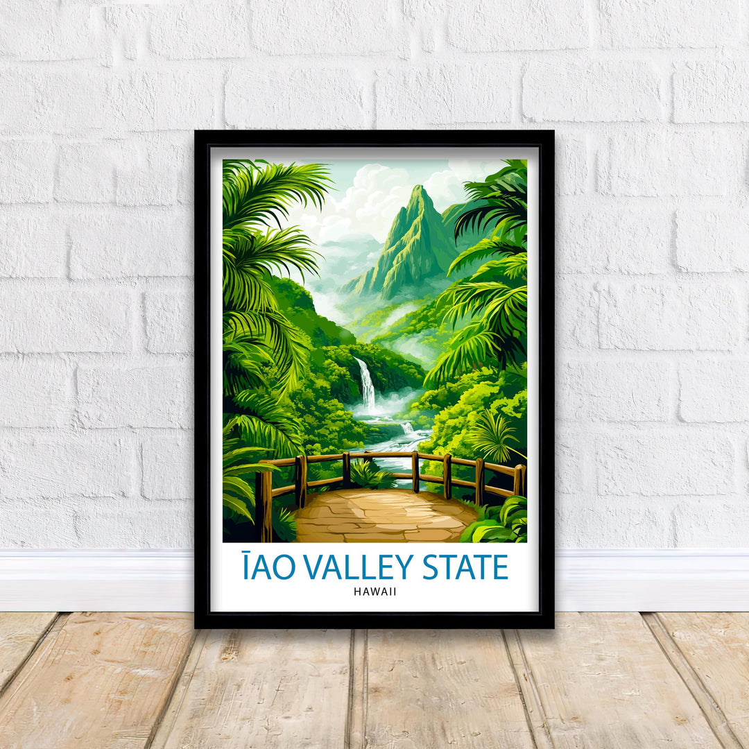 Iao Valley Hawaii Watercolor Travel Poster