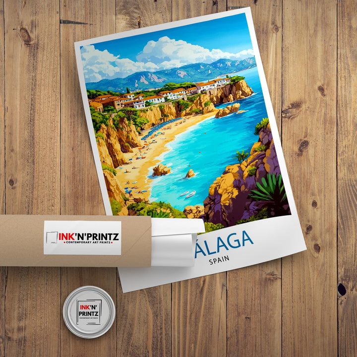 Málaga Spain Watercolor Travel Poster