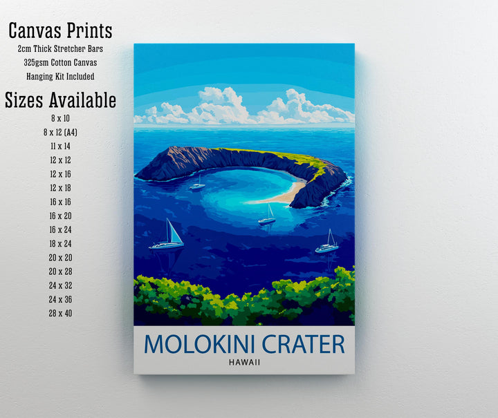 Molokini Crater Maui Watercolor Travel Poster