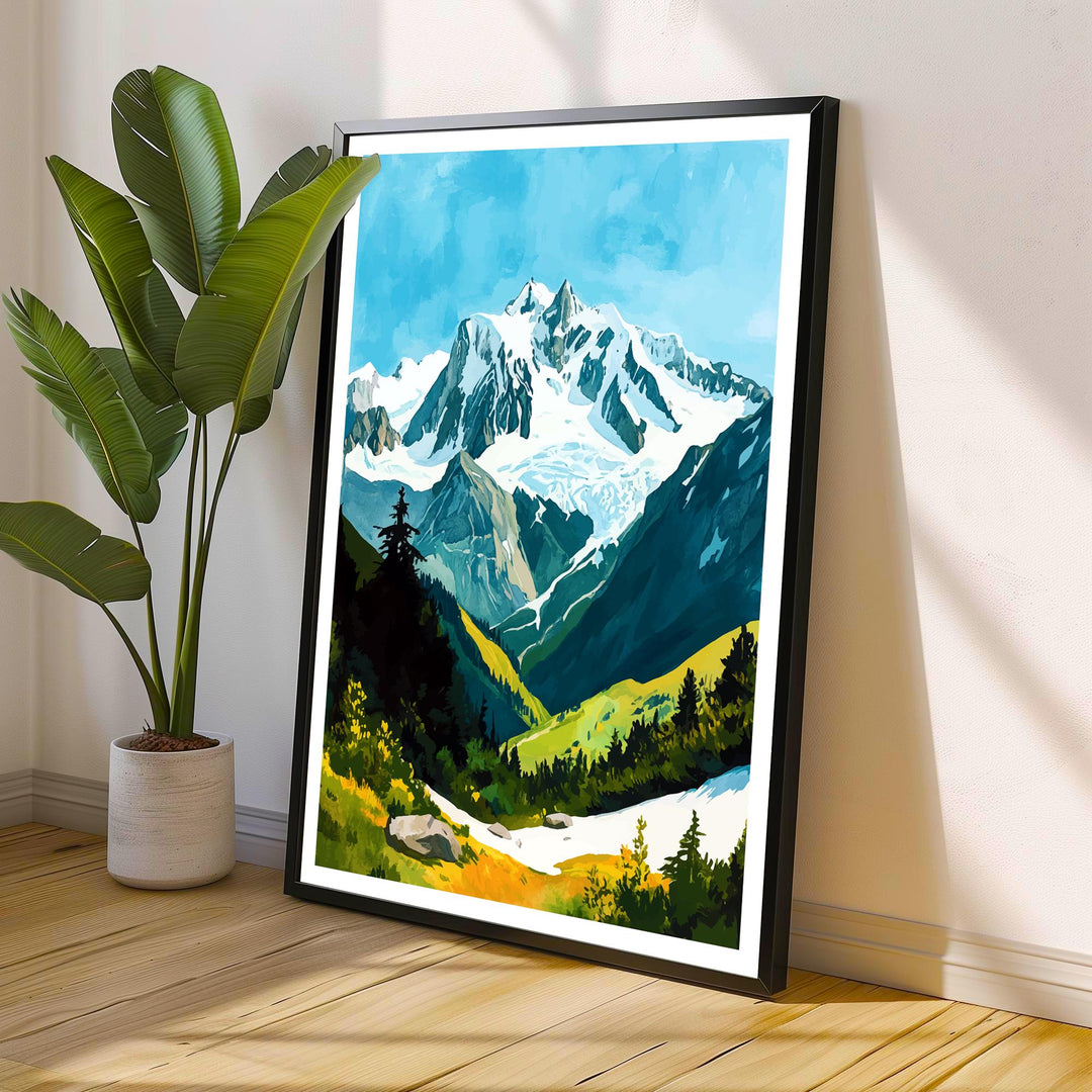 Mont Blanc Watercolor Travel Poster