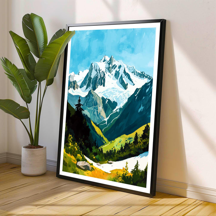 Mont Blanc Watercolor Travel Print Wall Decor Wall Art Mont Blanc Landscape Wall Hanging Home Décor French Alps Gift Art Lovers Scenic Print