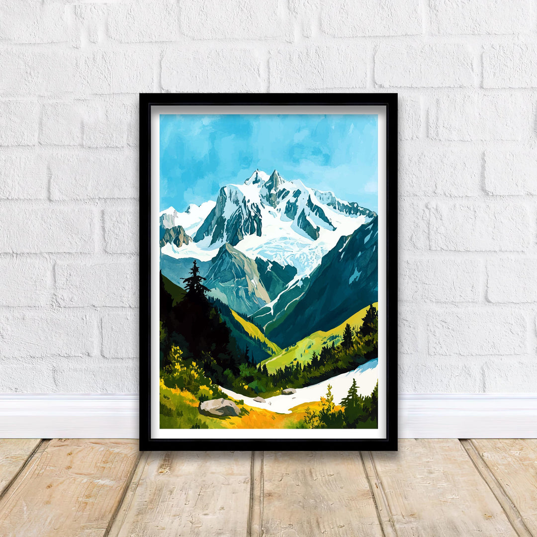 Mont Blanc Watercolor Travel Print Wall Decor Wall Art Mont Blanc Landscape Wall Hanging Home Décor French Alps Gift Art Lovers Scenic Print