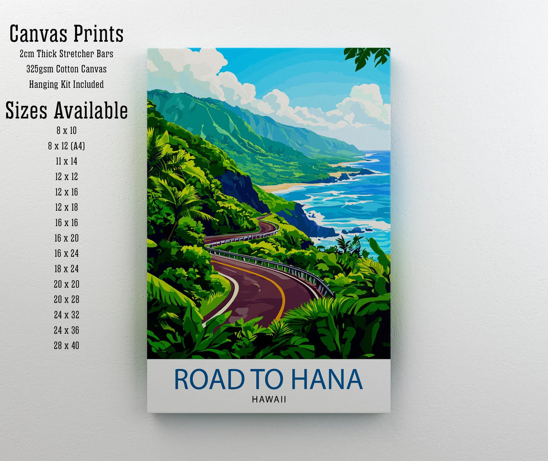 Road to Hana Maui Watercolor Travel Print Wall Decor Wall Art Road to Hana Landscape Wall Hanging Home Décor Hawaiian Coast Gift Art Lovers