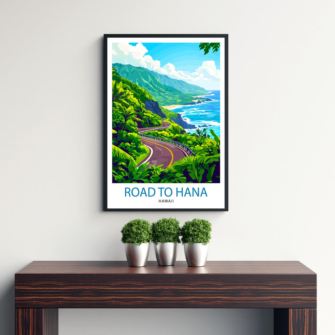 Road to Hana Maui Watercolor Travel Poster