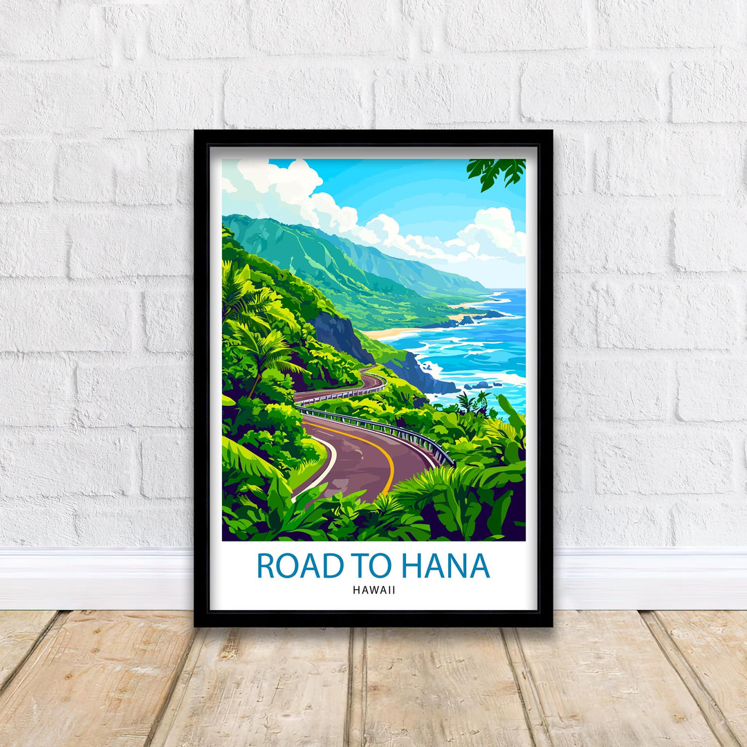 Road to Hana Maui Watercolor Travel Poster