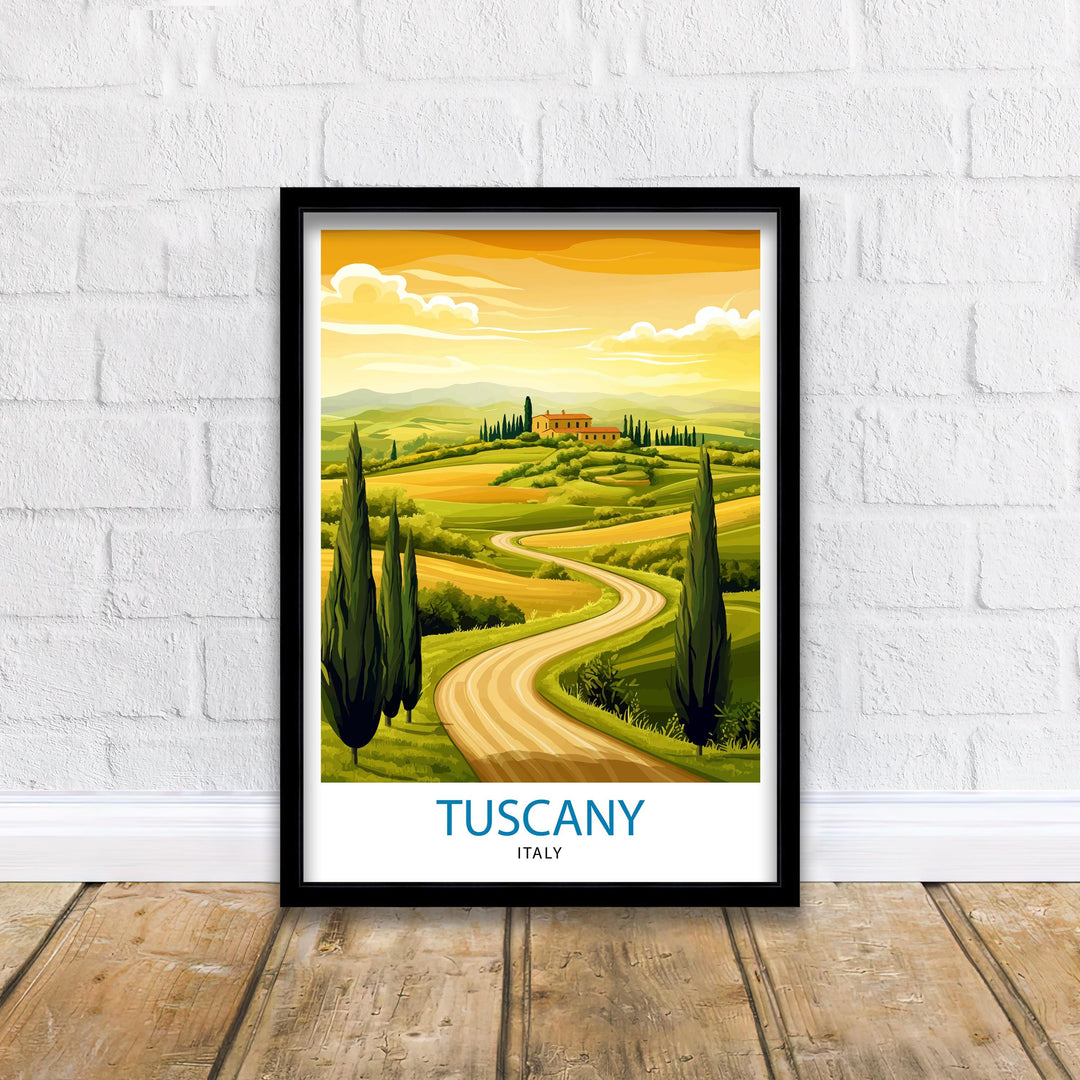 Tuscany Italy Watercolor Travel Poster