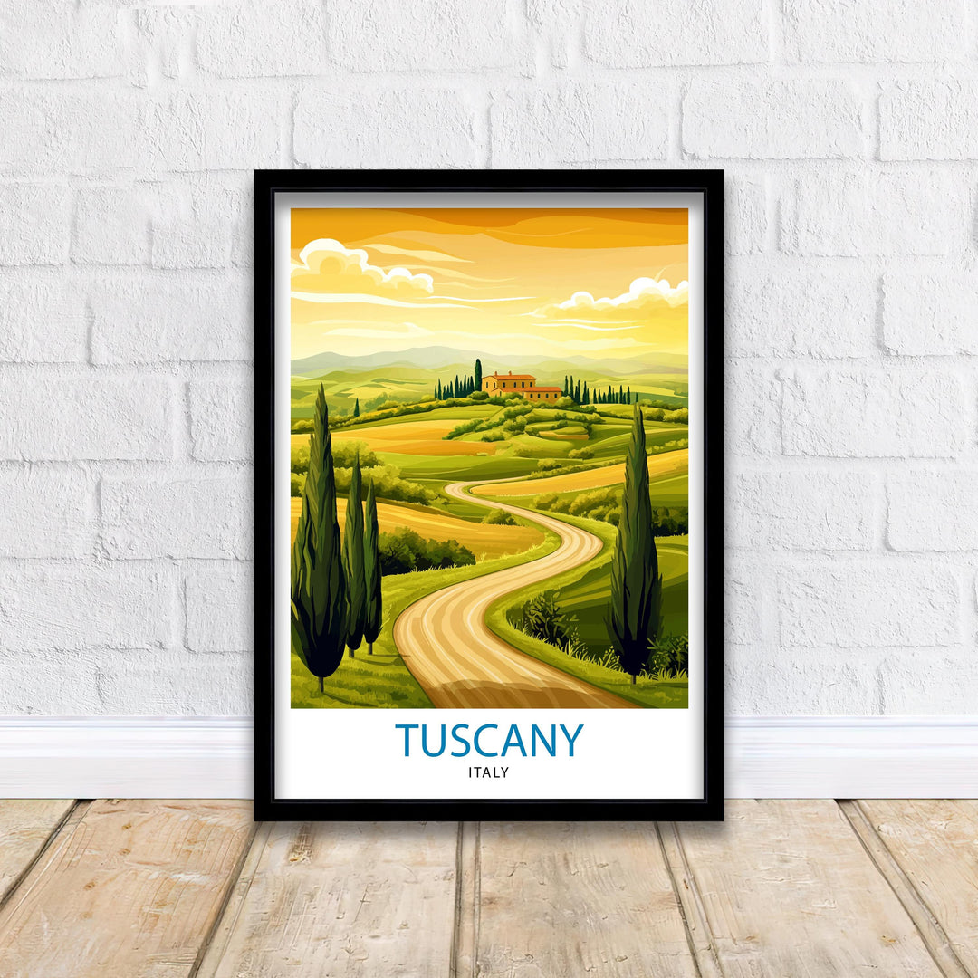 Tuscany Italy Watercolor Travel Print Wall Decor Wall Art Tuscany Landscape Wall Hanging Home Décor Italian Countryside Gift Art Lovers