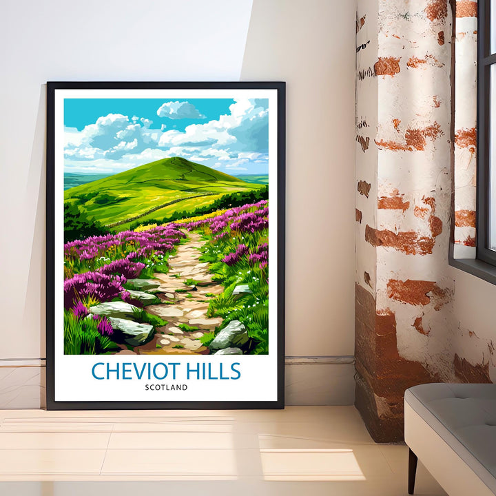 Cheviot Hills Northumberland Travel Poster Wall Decor Wall Art Cheviot Hills Landscape Wall Hanging Home Décor Northumberland Gift Art